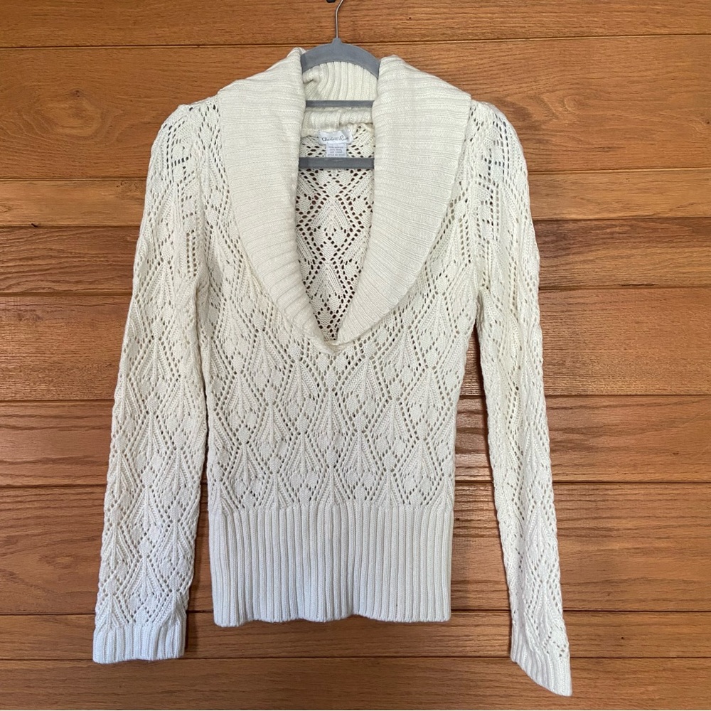 Charlotte Russe vintage Y2K wool blend pointelle wide collar sweater